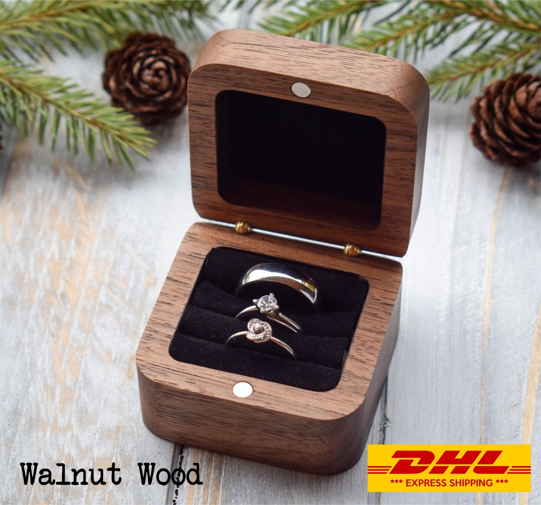 Triple Ring Box / Rustic Ring Box / Wood Ring Box / Wooden Ring Holder ...