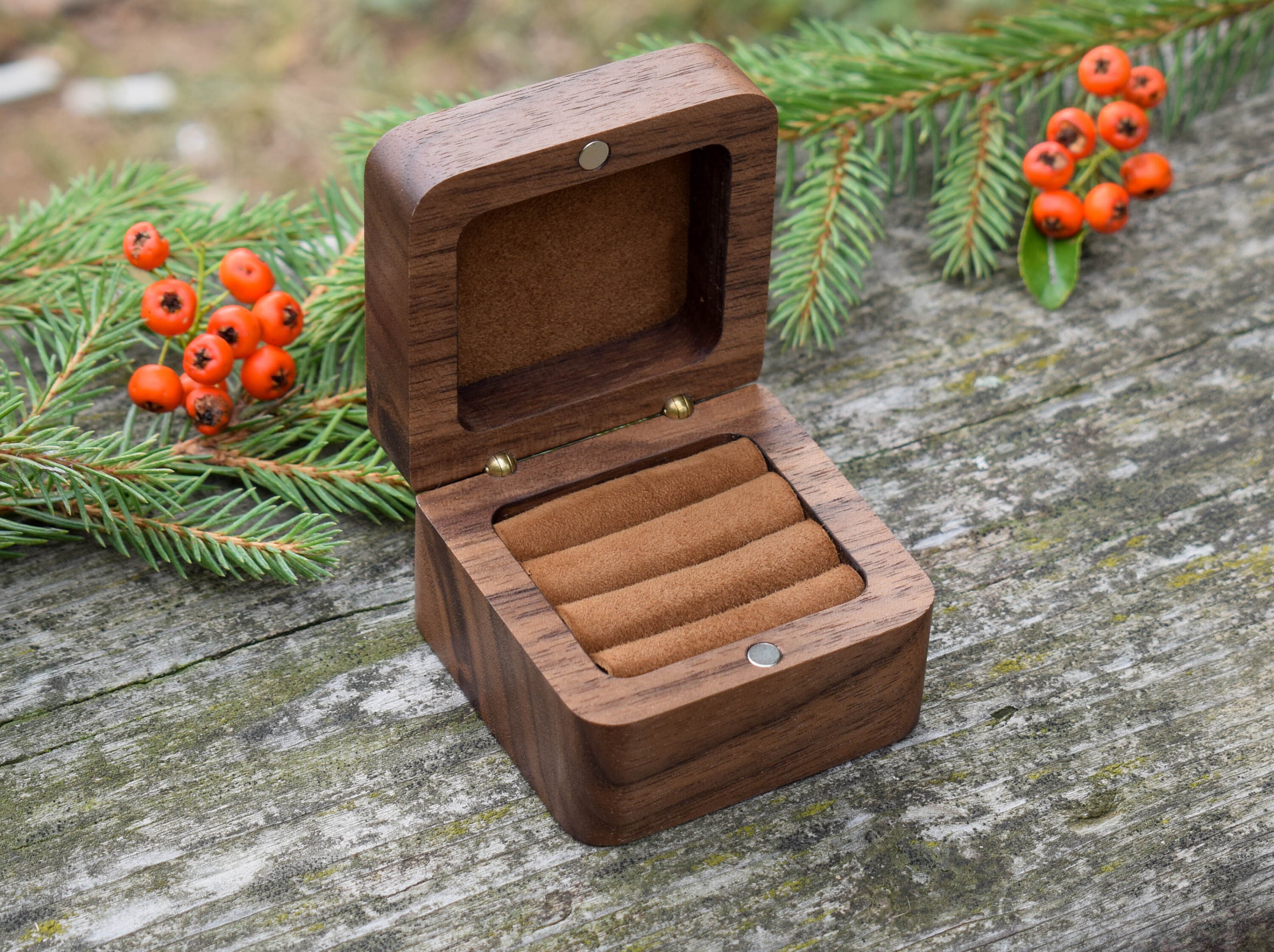 Ring Box For Three Rings Vintage Wooden 3 Ring Box Proposal Etsy