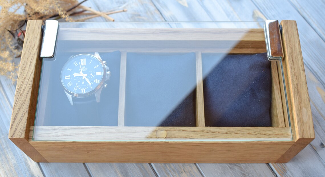 Wooden Watch Display Box Solid Oak Modern Minimalist 3 Watch Etsy