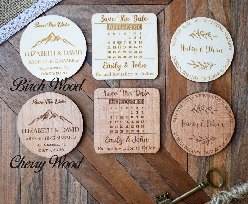 Wedding Announcement Magnet DHL Express Free Save The Date Wooden Magnets and Card Eucalyptus Greenery Mountain Wedding Invitation