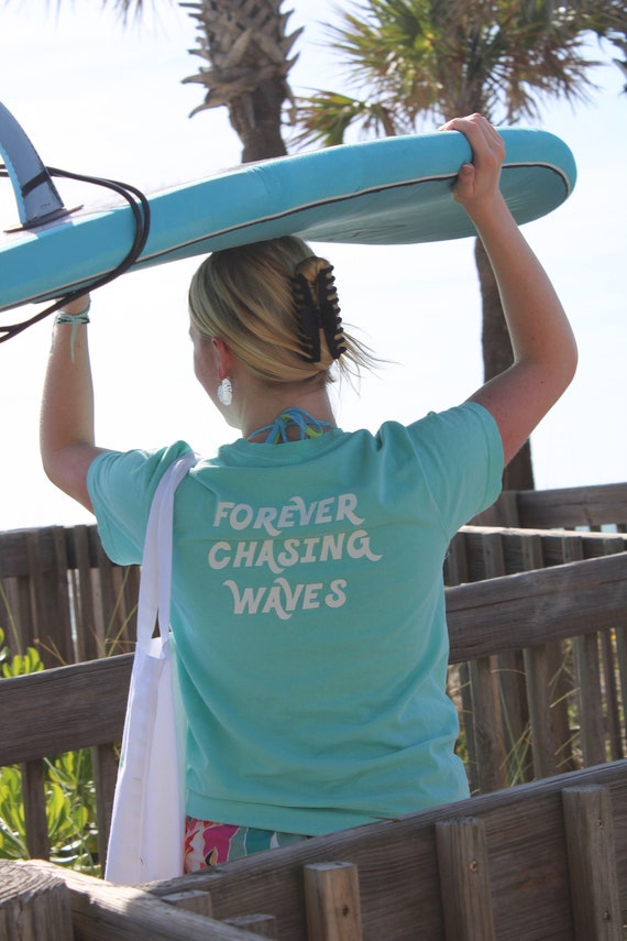 Forever Chasing Waves Coconut Shark Surf Shop Tropical Beach T-shirt 