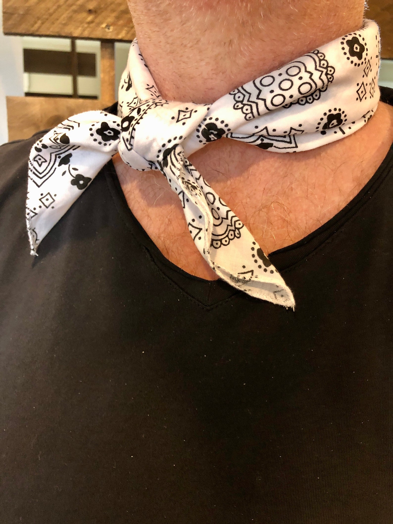 John B. Neck Scarf Bandana White and Black Paisley Inspired by Etsy
