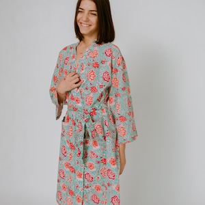 Kimono Robe | Green Orange | Cozy Loungewear Homewear