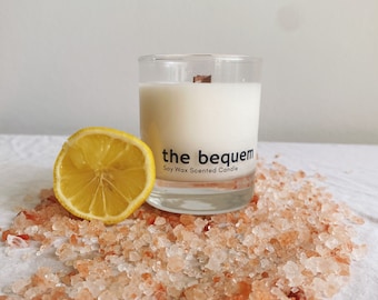 SEA SALT & LEMON Scented Soy Wax Candle | Wooden Wick