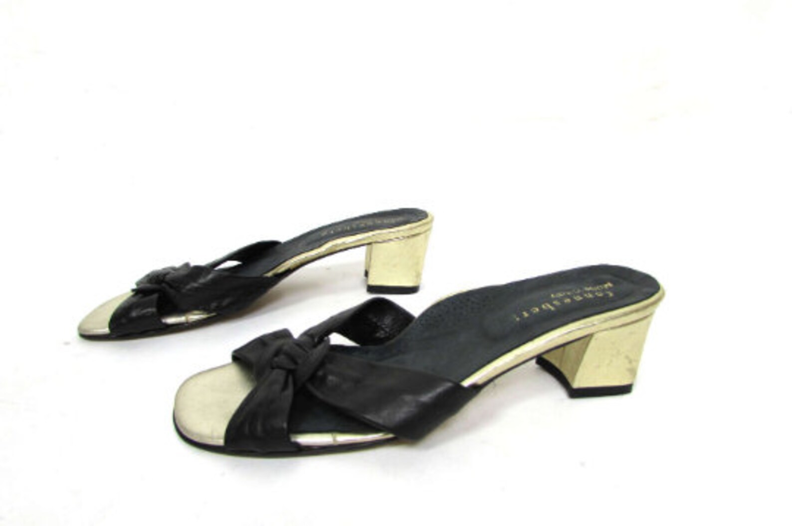 Vintage 90's Black Gold Sandals Comfort Flip Flops Made in | Etsy