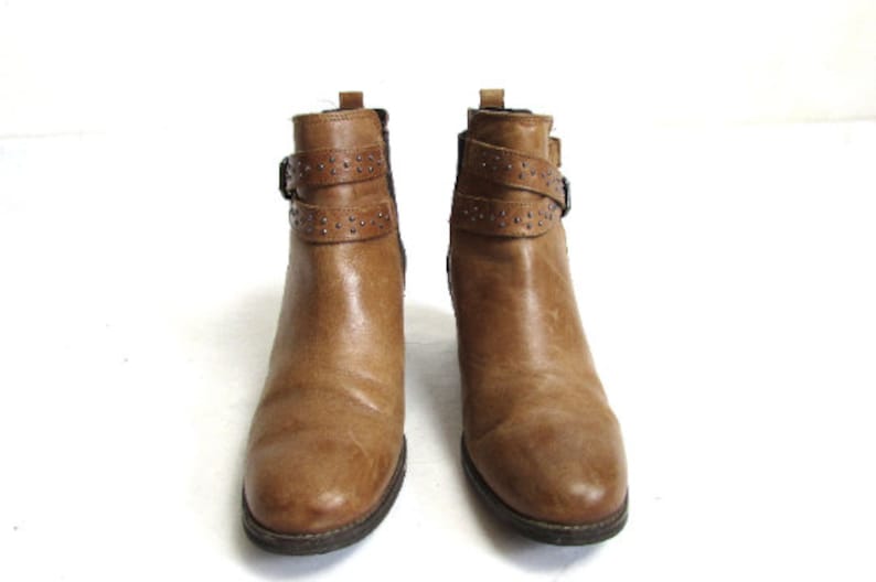 Vintage 90/'s Cowboy Brown Camel Leather Boots Ankle Boots Short Boots Motorcycle Boots EUR 39 UK 6 US 8.5