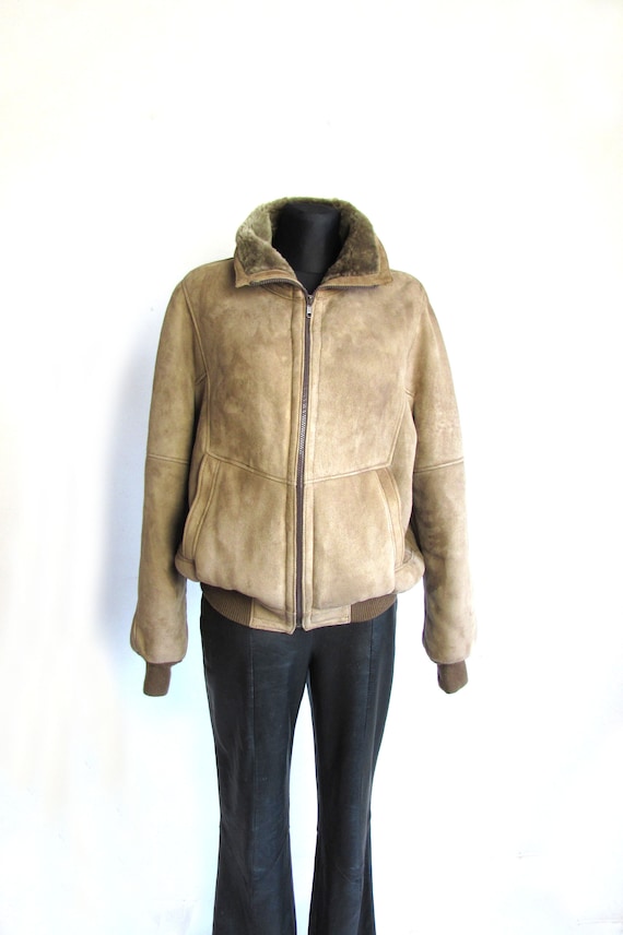 Vintage Shearling Jacket, Brown Shearling Jacket,