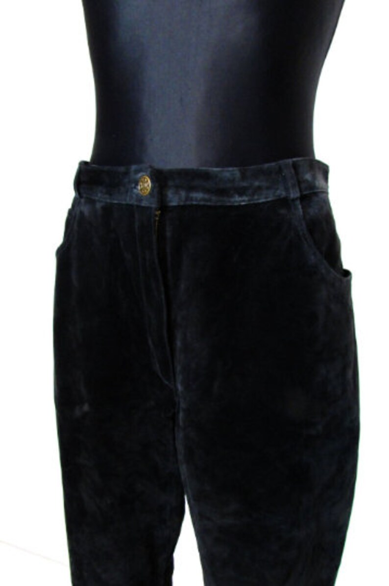 Vintage 80/'s 90/'s Black Real Suede High Waisted Tapered Pantsl Pants Size XL
