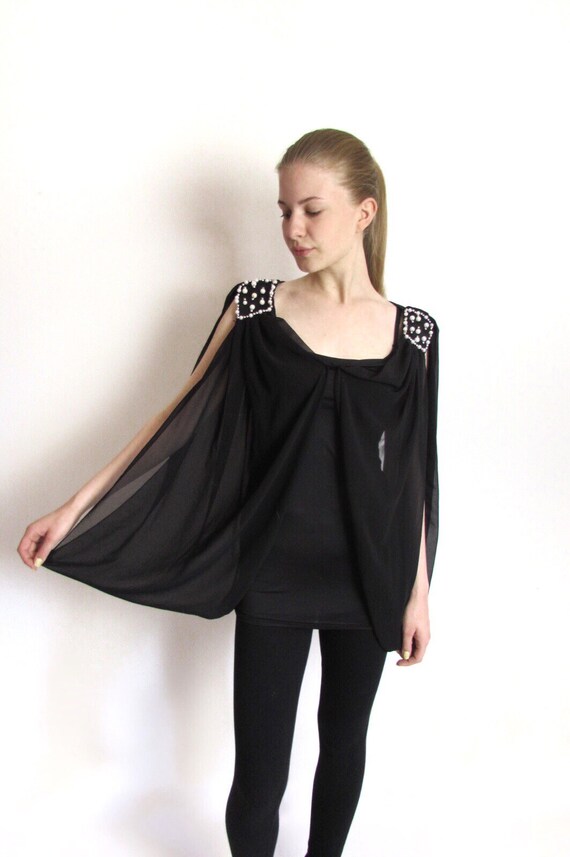 black top chiffon sleeves