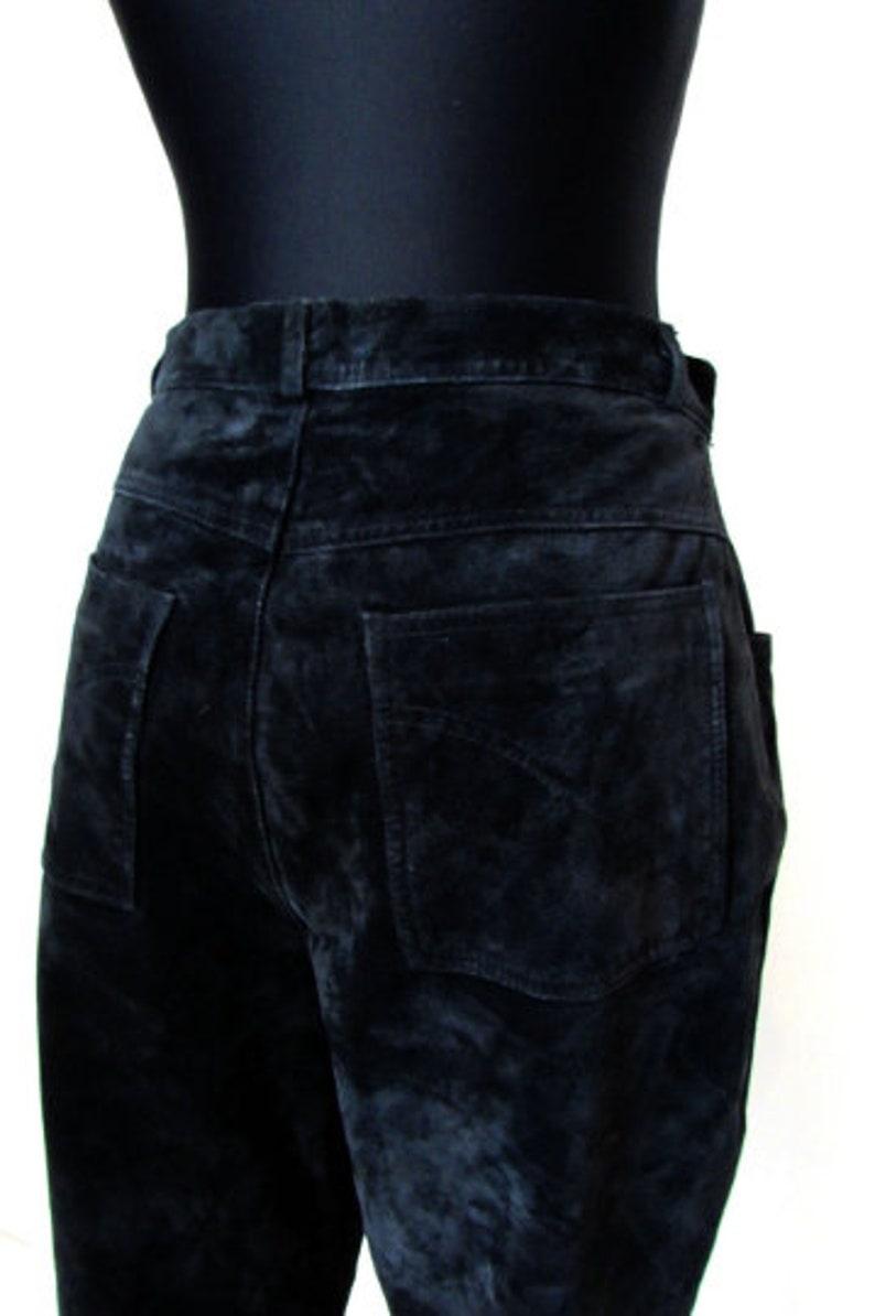 Vintage 80/'s 90/'s Black Real Suede High Waisted Tapered Pantsl Pants Size XL
