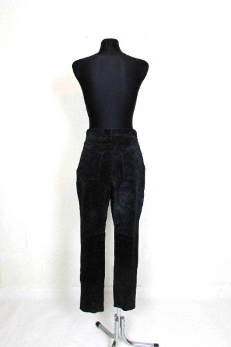 Vintage 80/'s 90/'s Black Real Suede High Waisted Tapered Pantsl Pants Size XL