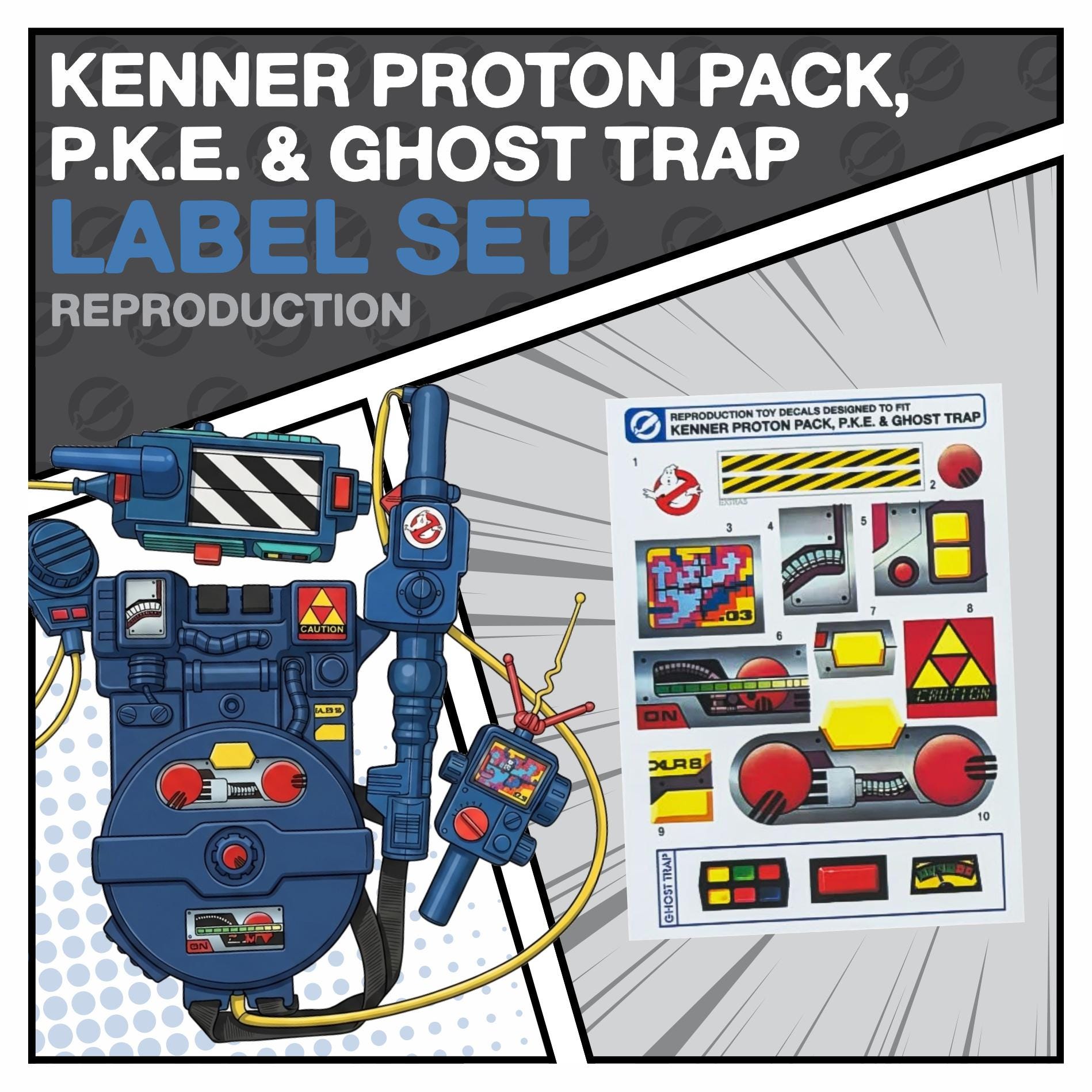 Kinner Reproduction Kenner Proton Pack, PKE & Ghost Trap Reproduction Toy Decals - Etsy