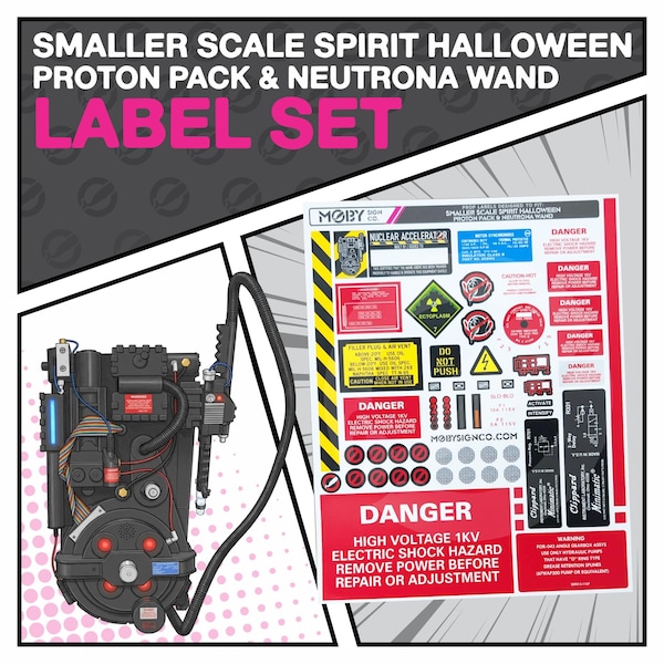 Spirit Halloween (Kleinere Größe) Protonen Pack & Zauberstab Labels