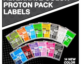 Alternate Colors - Proton Pack & Neutrona Wand Labels (1:1 Scale)