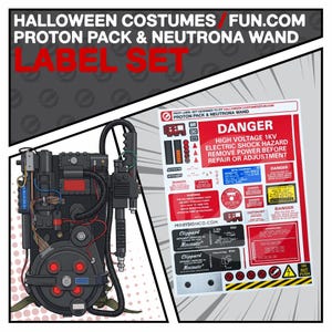 Halloween-kostymer Proton Pack & Neutrona Wand Etiketter