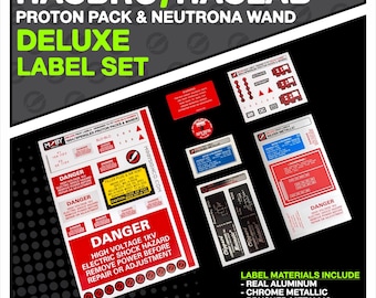 Juegos de etiquetas de lujo para mochila de protones y varita de neutrones de HASBRO/HASLAB