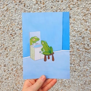 Frog in the Mirror A5 Art Print