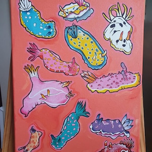 Nudibranchs Sea Slugs Colourful Canvas Painting