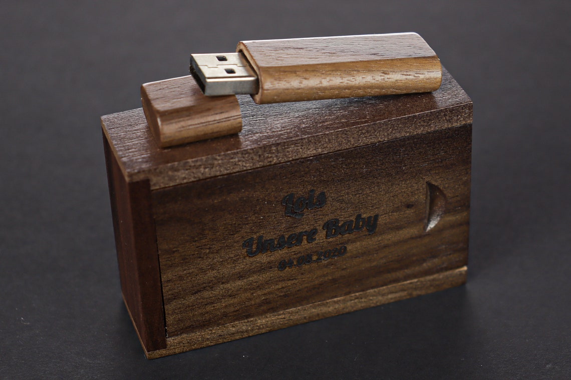 Wooden box for USB stick. Custom stick box. Etsy