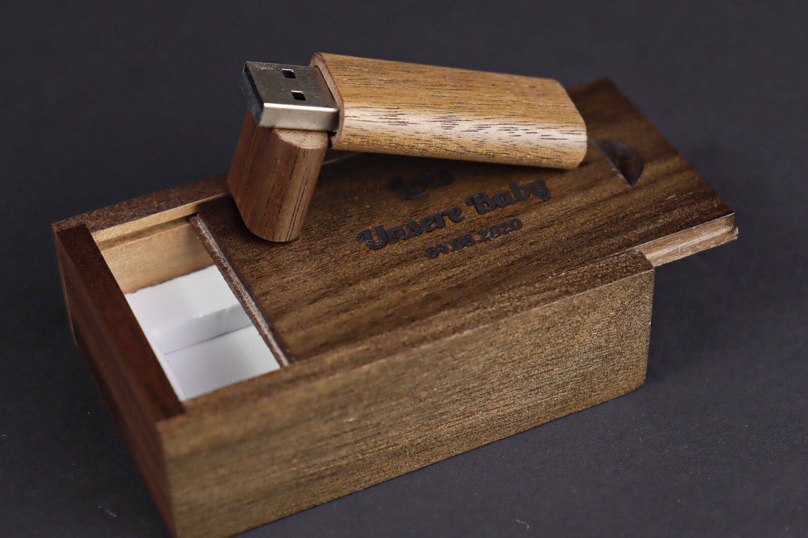 Wooden box for USB stick. Custom stick box. Etsy
