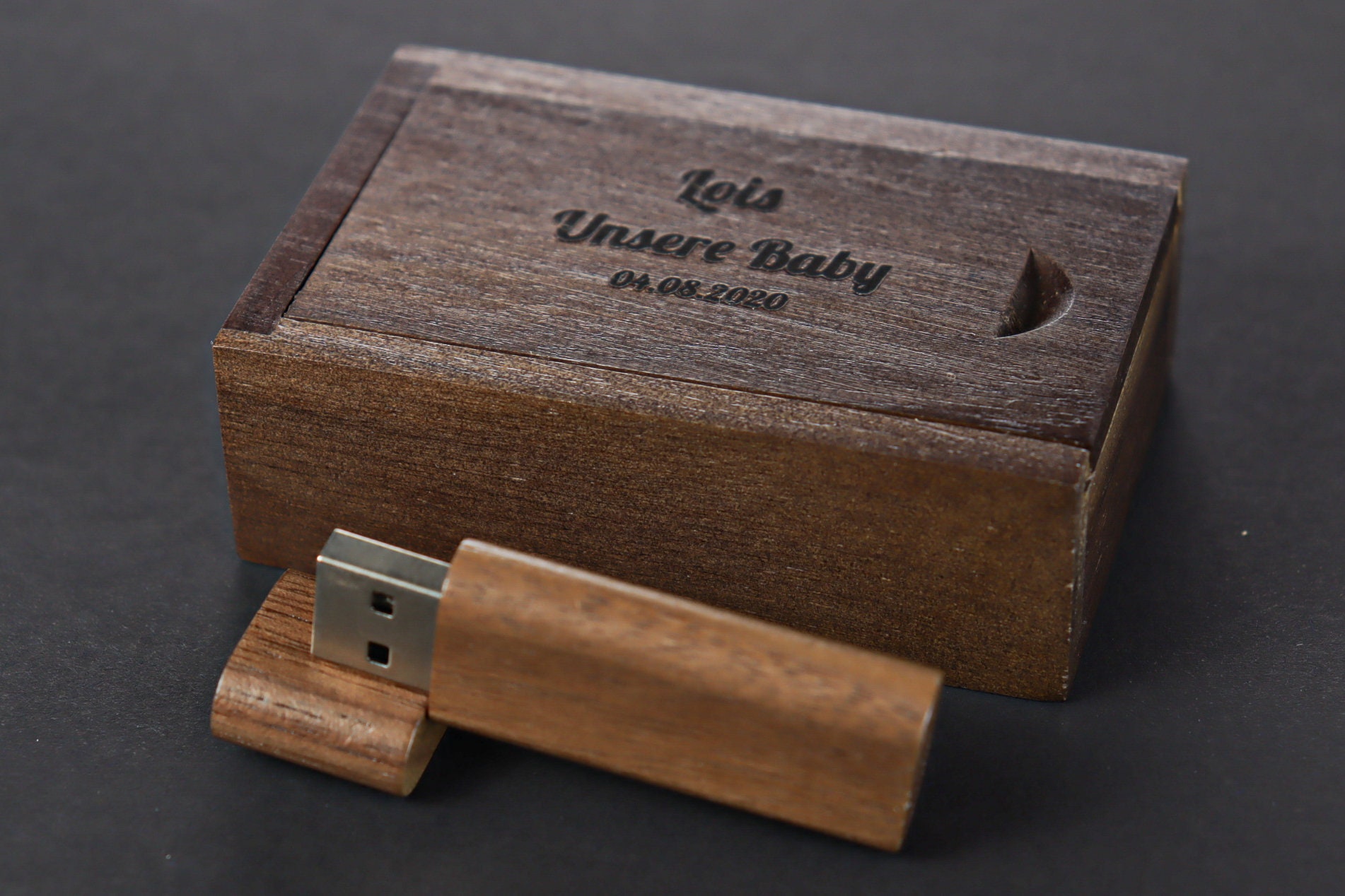 Wooden box for USB stick. Custom stick box. Etsy
