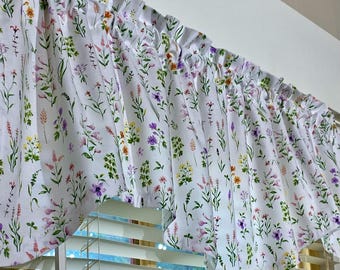 Wildflower kitchen window valance or cafe curtains : Multi colors, size/color options