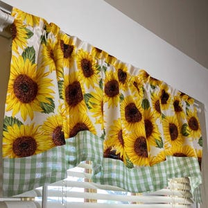 Kitchen Curtain Valances, Farmhouse Curtains, Valances for Windows, Country Curtains, Window Valences, Sunflower Valances, Cottage, Fall Bild 1