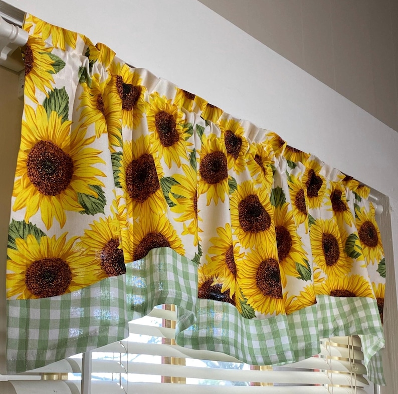 Kitchen Curtain Valances, Farmhouse Curtains, Valances for Windows, Country Curtains, Window Valences, Sunflower Valances, Cottage, Fall Bild 1