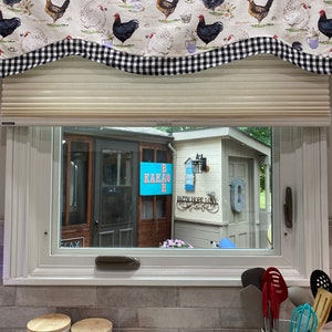 ROOSTER CHICKEN Kitchen Window Valance, Kitchen Window Curtains, Window ...