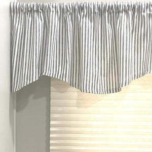 FARMHOUSE KITCHEN Curtain Valance, Kitchen window curtain, black and white ticking, kitchen window treatment, kitchen curtains, gift idea