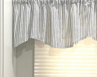 FARMHOUSE KITCHEN Curtain Valance, Kitchen window curtain, black and white ticking, kitchen window treatment, kitchen curtains, gift idea