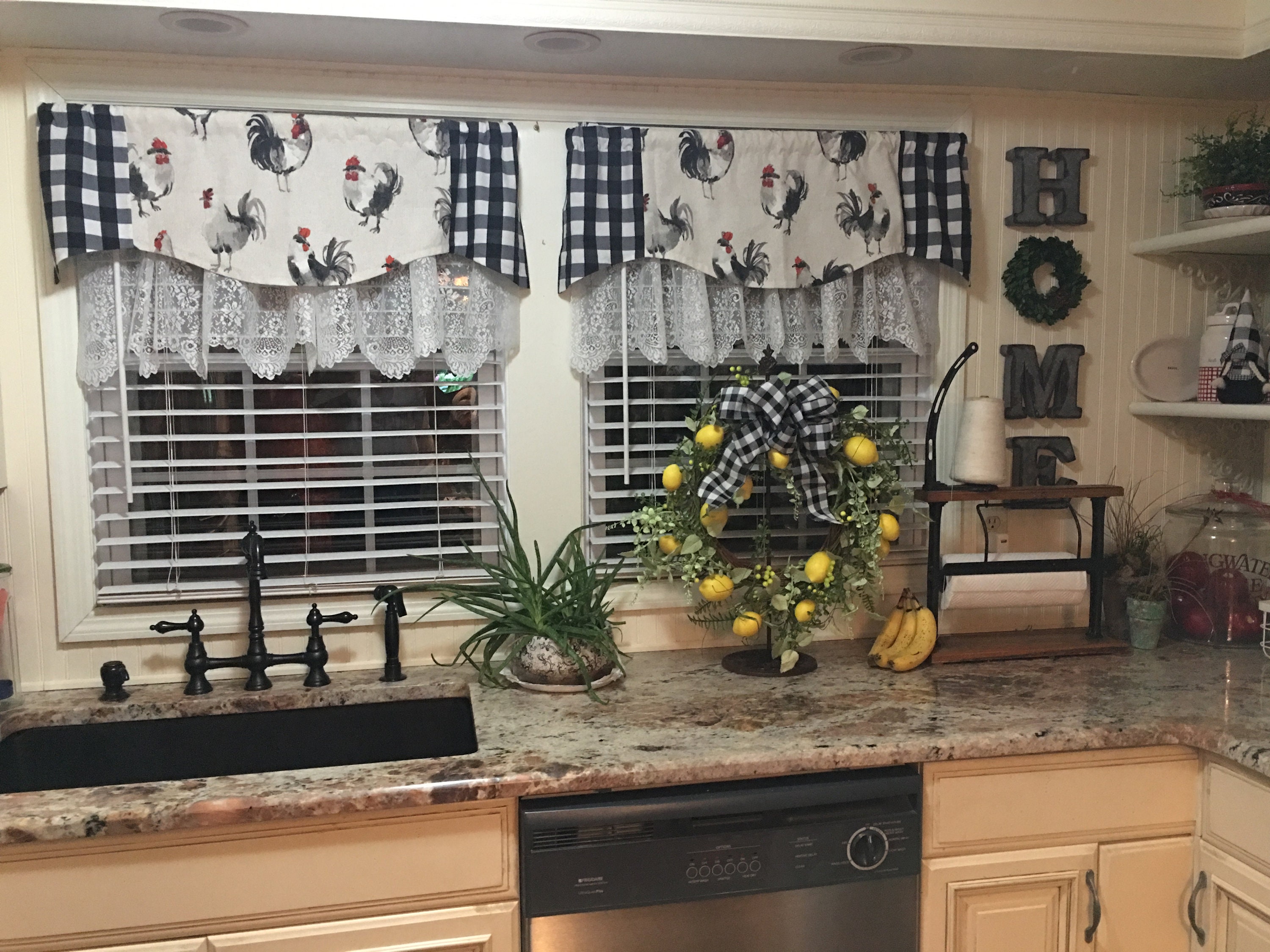 Farmhouse Kitchen curtain Kitchen window curtains Country Etsy