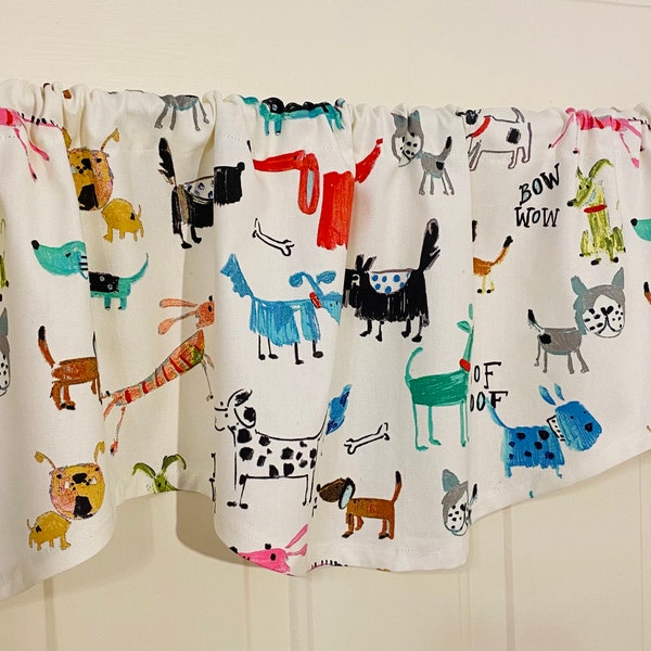 Cute puppy dog window valance curtains