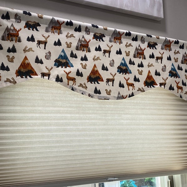 WINDOW Valance for your camper, rv or man cave. Matching  Curtain panels made to order. Handmade in the USA