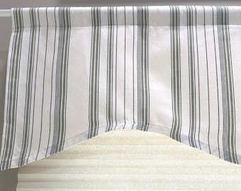 Sage Green Stripe Kitchen Window Valance: 12”Lx42”W