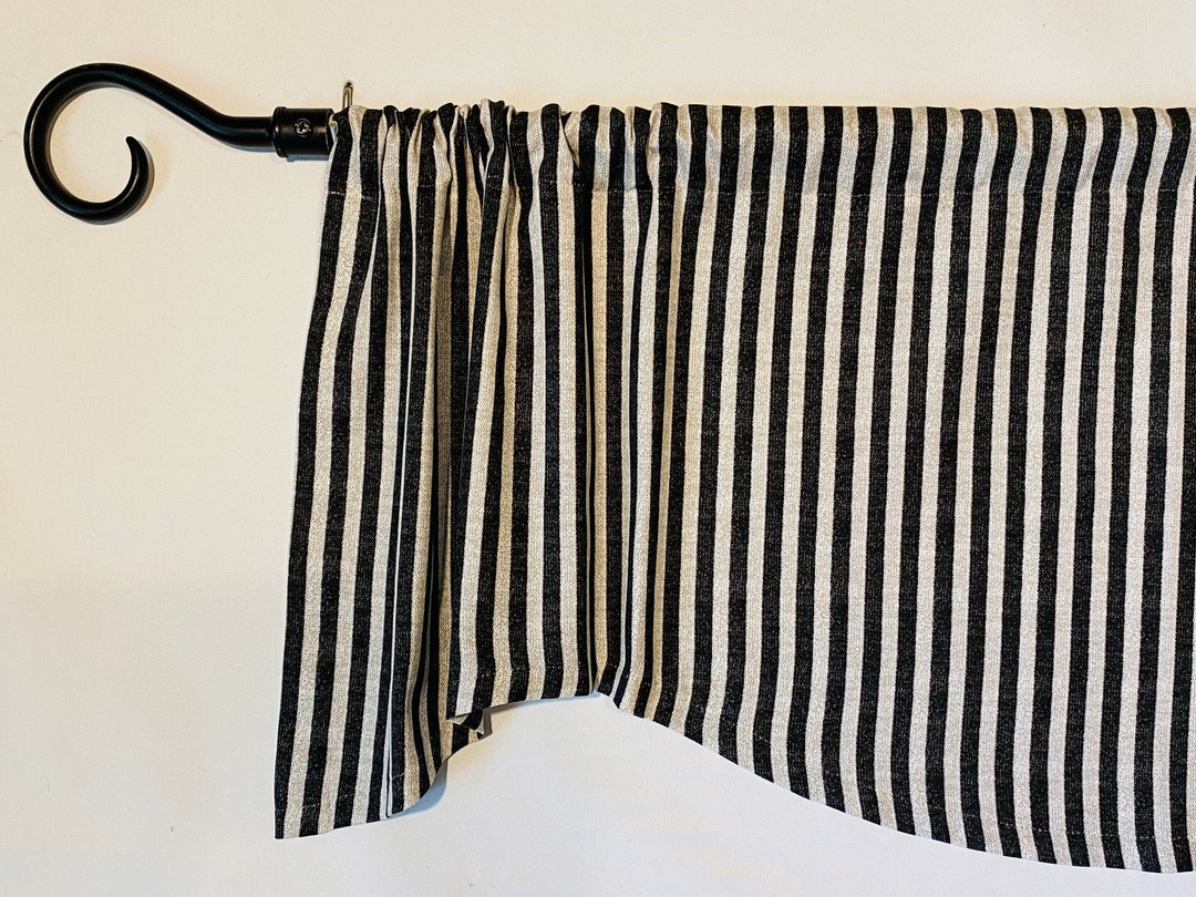 FARMHOUSE KITCHEN Curtain Valance, Kitchen Window Curtain, Black and