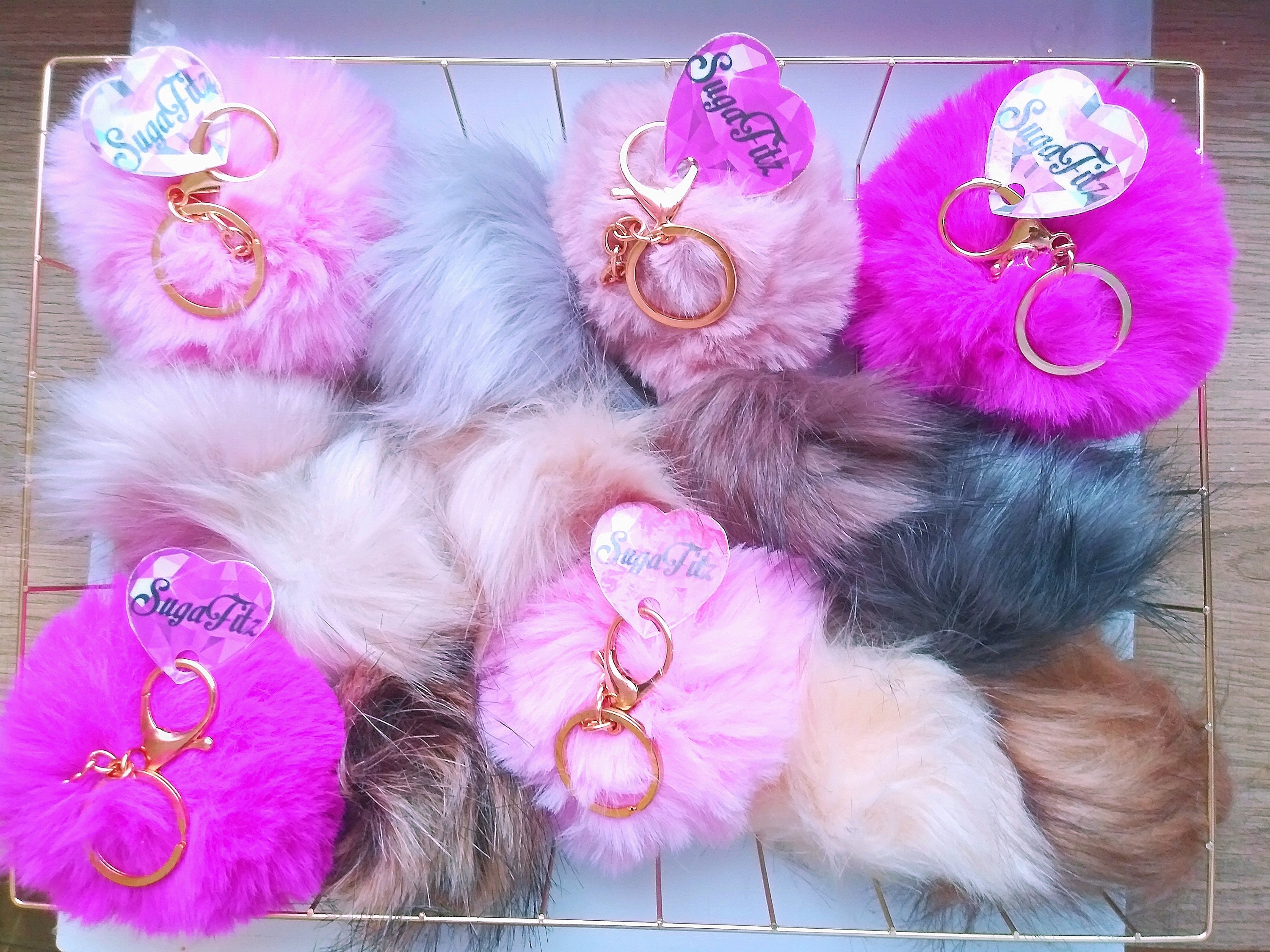 Cute Large Furry Puff Ball Keychain Puffball for Lipgloss Etsy