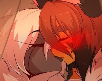 Kissing Lesson | Sexy Ecchi Anime Furry Girl Poster
