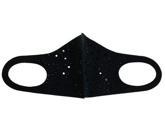 Black face mask Swarovski crystal - Bling face mask - Cute face mask USA Swarovski crystal - Rhinestone face mask - Holiday Christmas mask