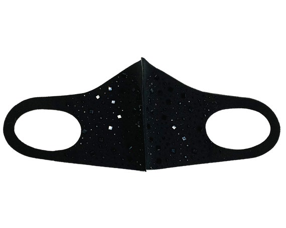 Black face mask Swarovski crystal - Bling face mask - Cute face mask USA Swarovski crystal - Rhinestone face mask - Holiday Christmas mask