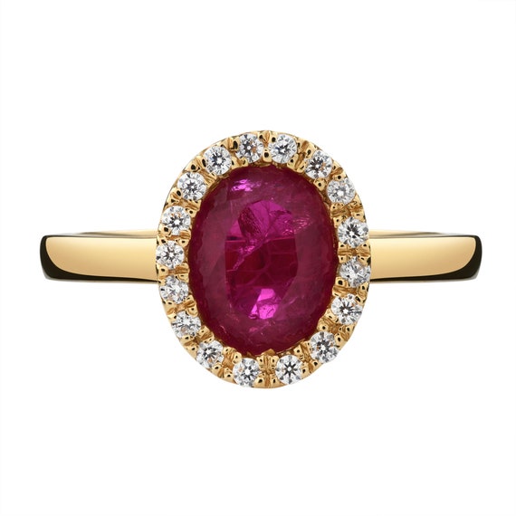 Ruby gold ring with diamonds | Red ruby gemstone 18k gold ring | Ruby Valentines ring | Engagement ruby ring | Gold ruby wedding ring |