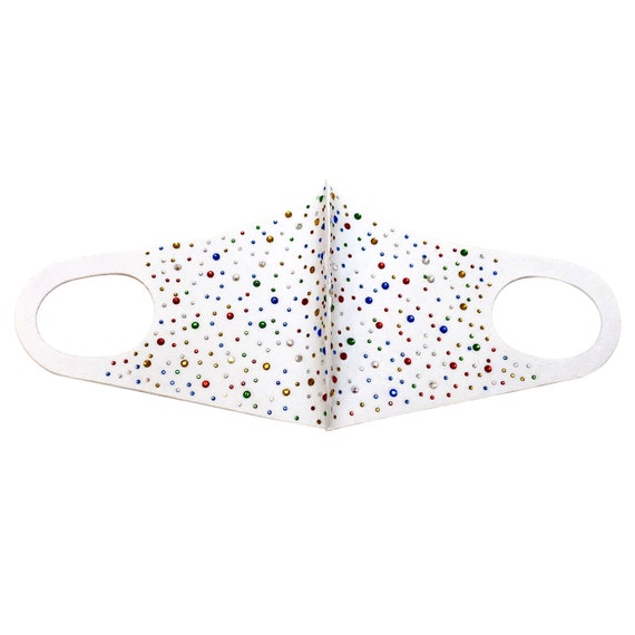 Swarovski face mask washable USA | White crystal rhinestone face mask | Cute bling cotton face mask for women | Christmas holiday face mask