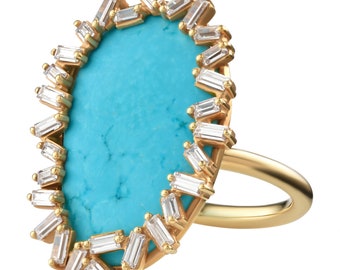 Vintage turquoise ring. Rare turquoise ring. Gold turquoise ring. Turquoise Cocking Ring . Turquoise ring gold. Turquoise diamond ring.