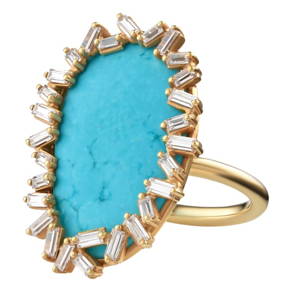 Vintage turquoise ring. Rare turquoise ring. Gold turquoise ring. Turquoise Cocking Ring . Turquoise ring gold. Turquoise diamond ring.