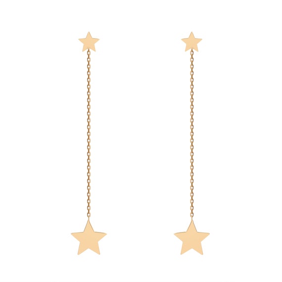 Gold Star Earrings | Dangling Star Earrings | Small Star Earrings | Dainty Star Earrings | Star Dangle Earrings | Gold Star Drop Earrings