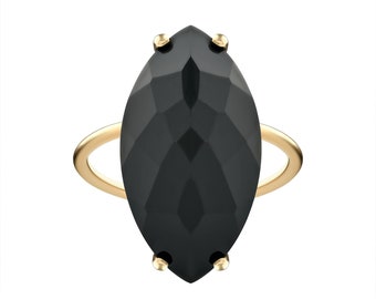 Onyx ring | Oval onyx ring women | Onyx stone ring | 18k gold plated black ring | Onyx gold ring | Vintage onyx ring | Black onyx gold ring