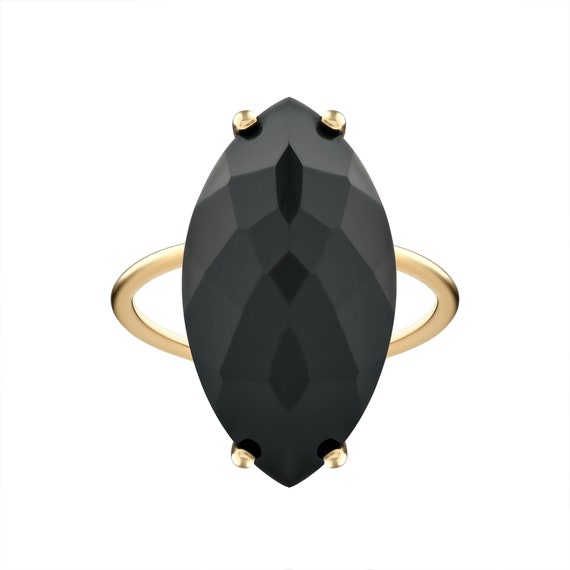 Onyx ring | Oval onyx ring women | Onyx stone ring | 18k gold plated black ring | Onyx gold ring | Vintage onyx ring | Black onyx gold ring