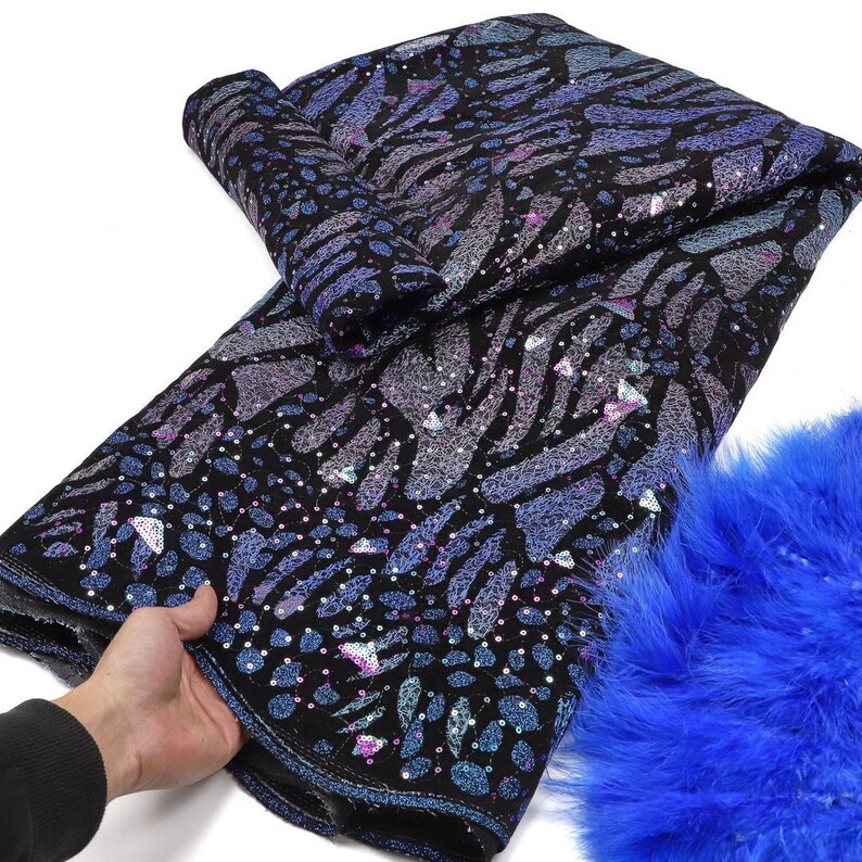 African Lace Fabric High-Quality Lace Velvet Fabric With Sequins.