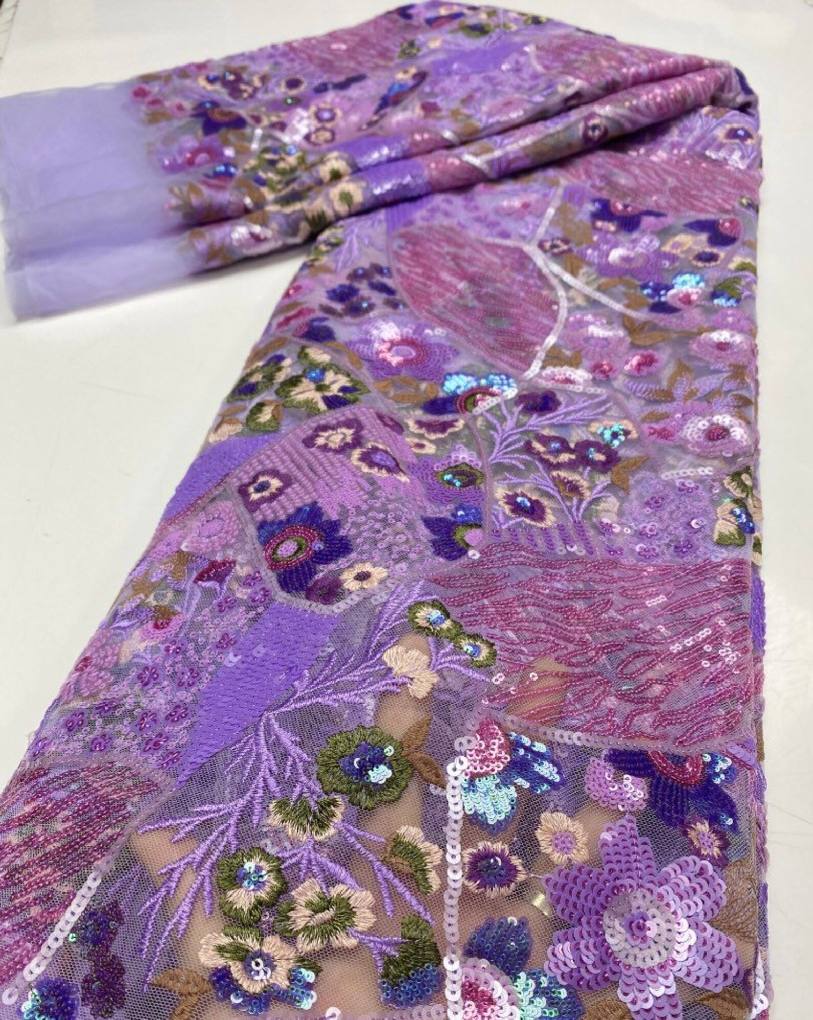 High Quality Latest African Lace Fabric sequined net lace