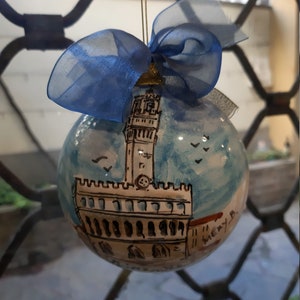 Tuscan ornament handmade, hand-painted with Duomo, Florence skyline